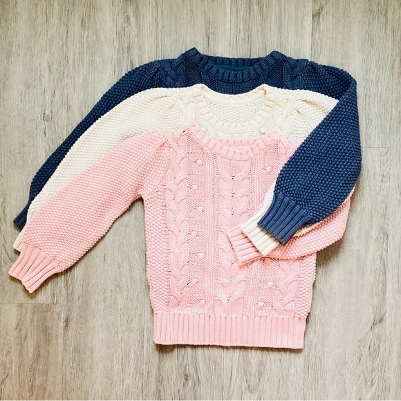 GAP 3 piece Kids Sweater Trio - Pink Cream and Blue